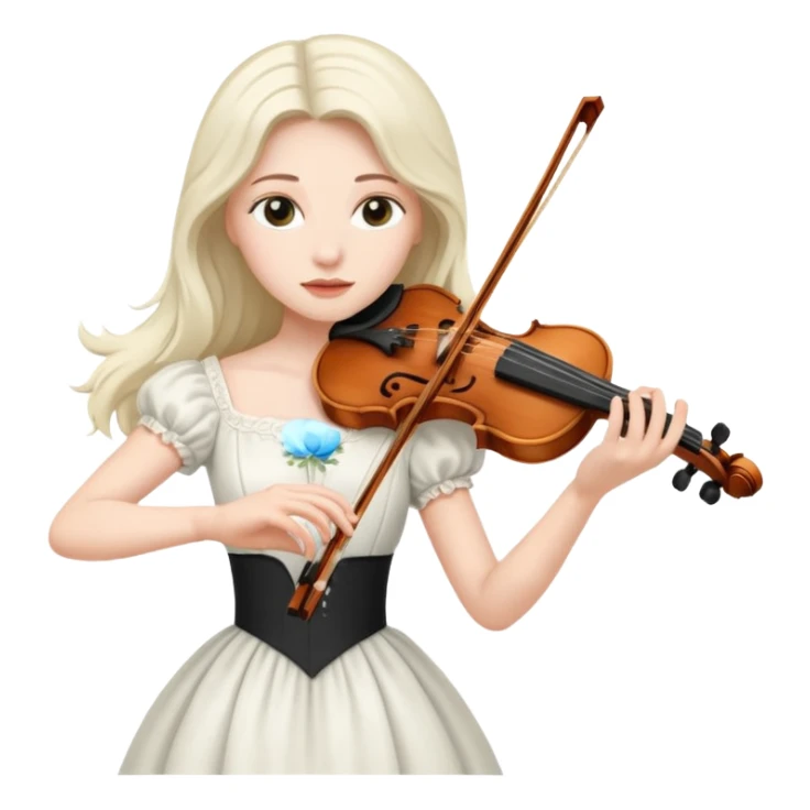 woman playing violin with white dress sticker