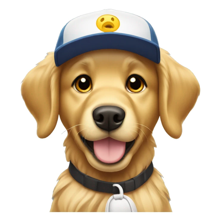 Golden retriever wearing a sports cap sticker