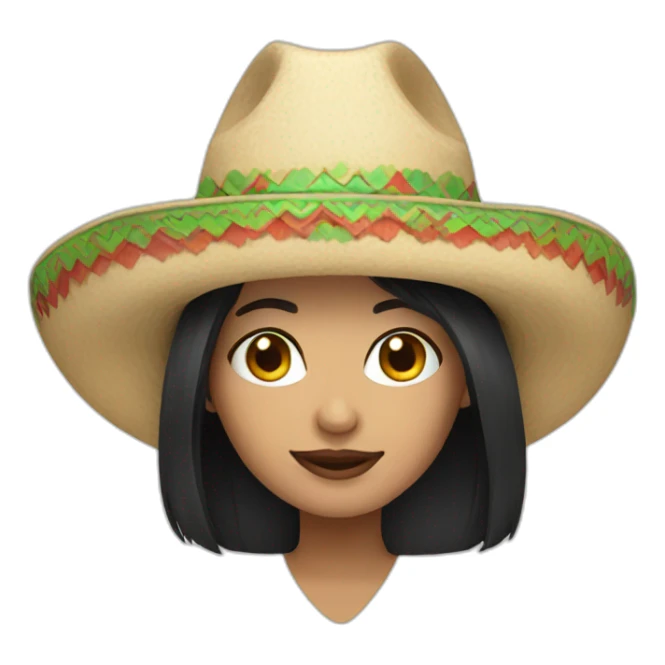 White Black hair woman with mexican hat sticker