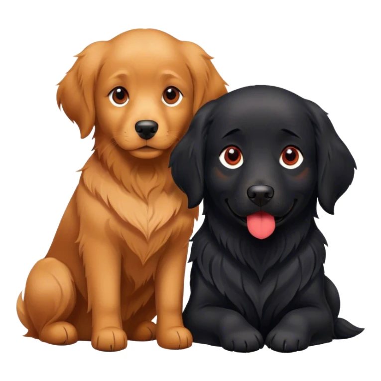 Little black dog and red golden retriever sticker