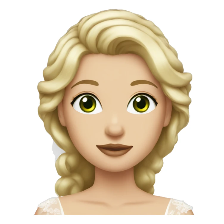 blonde haired, green eyed, bride with hair down sticker
