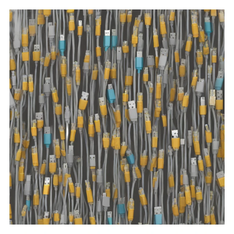 A lot of Unorganized usb cables sticker