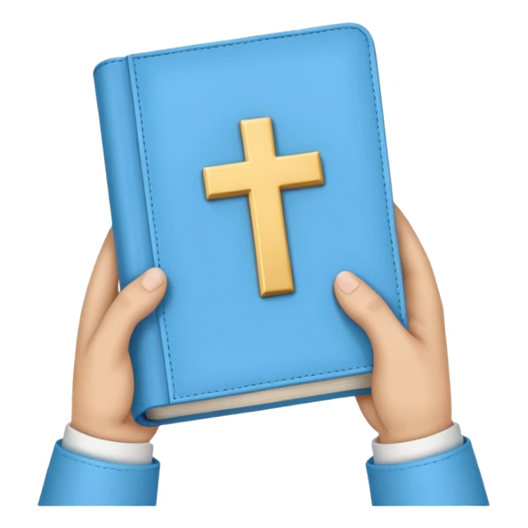 emoji hands holding a monochromatic pastel blue bible sticker