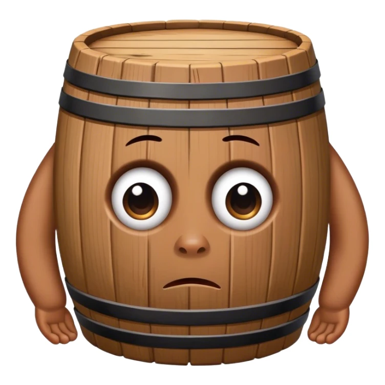 Wooden barrel with sad eyes and little feet  sticker