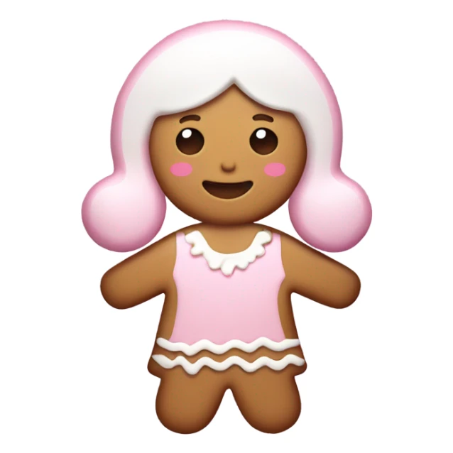 gingerbread cookie in the shape of a girl with light pink and white icing sticker