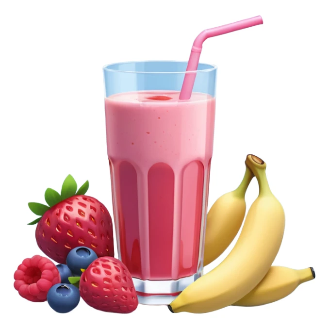 Juice contains: Strawberry Yoghurt, Blueberries, Apple Juice, Raspberries, Banana & Ice. In 3D. Aesthetic sticker