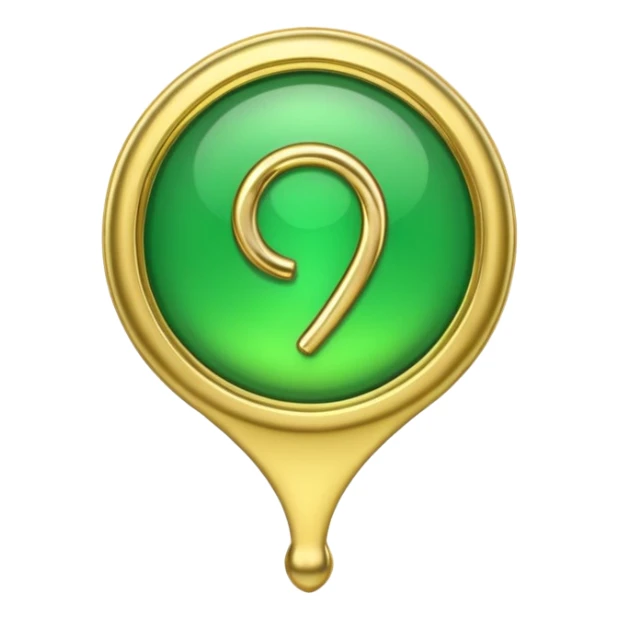 pin with golden and green colours sticker