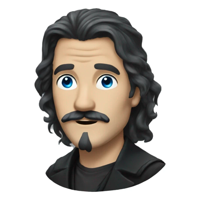 Sirius Black - black long hair, black mustache, blue eyes,  sticker