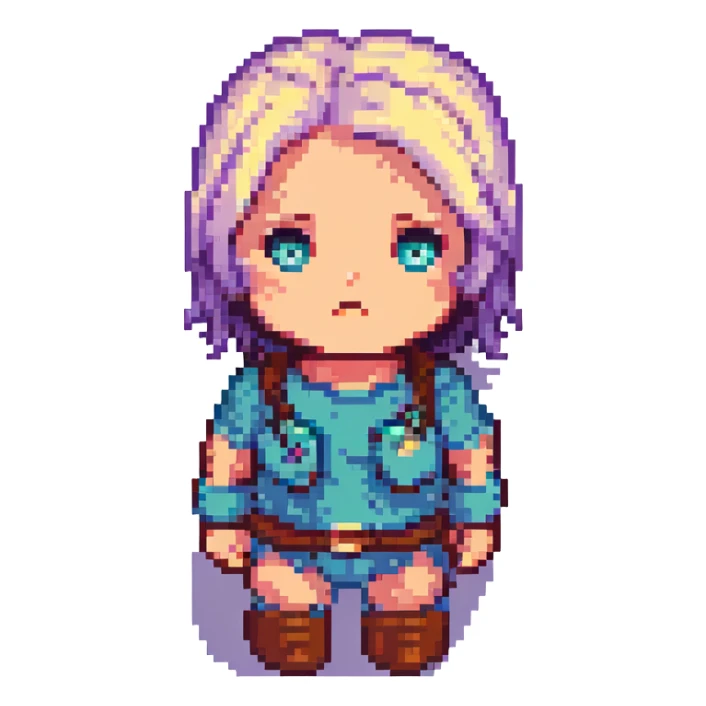 Silent Hill character emote for Twitch, pixel art style, Heather Mason with a determined expression sticker