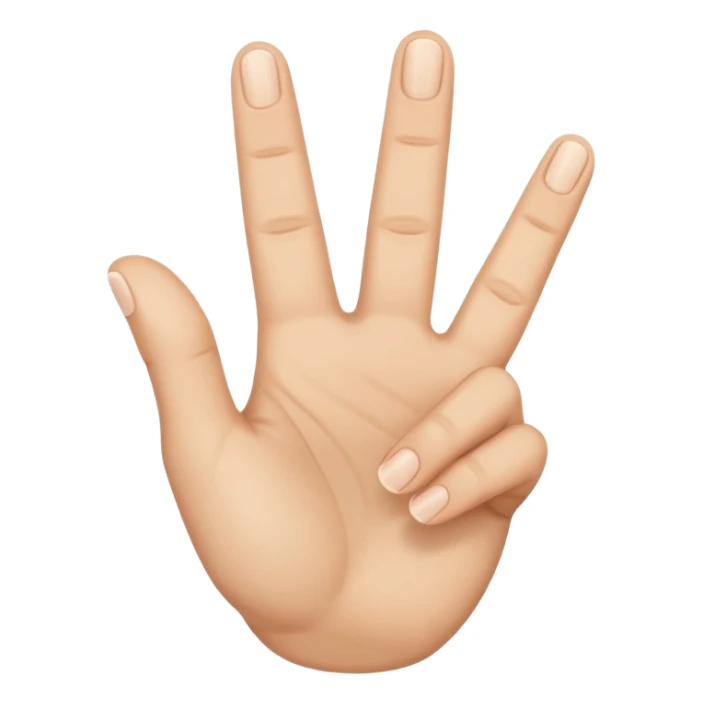 Create hand gesture with three fingers shaped downward in the shape of a letter M sticker