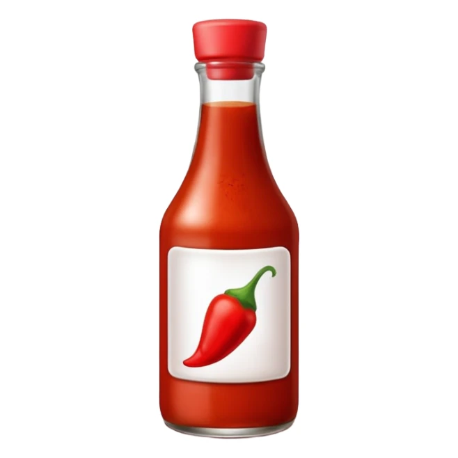 A single bottle of spicy sauce, keep it plain no branding or text sticker