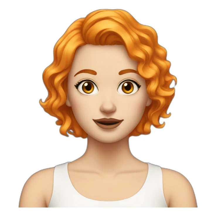 wavy--short-hair-orange-hair-white-girl-eyeliner sticker