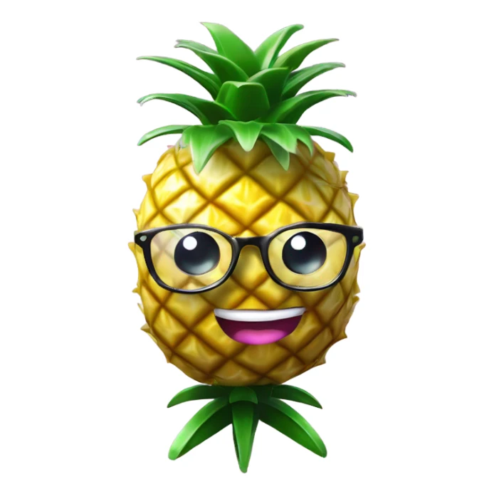 3D elegant pineapple🍍  with big shiny eyes 👀 pineapple holds mirror with its reflection 🪞🍍 sticker