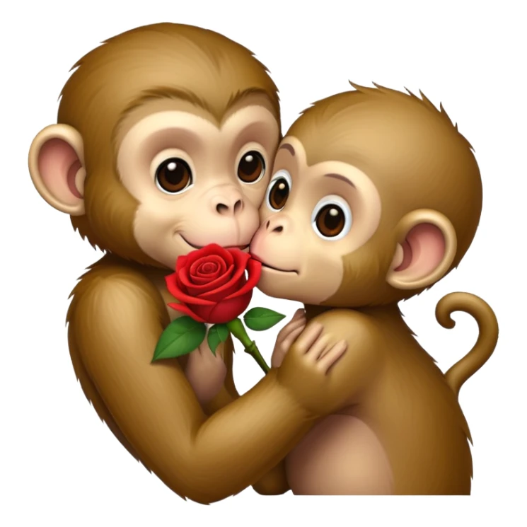 Monkey giving a kiss with a rose in hand  sticker