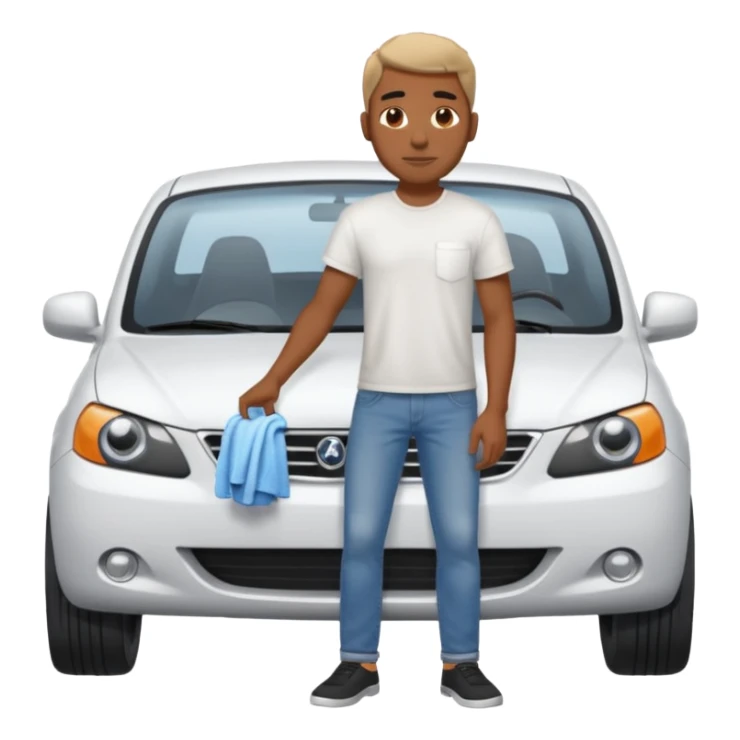 car washer black man with car  sticker