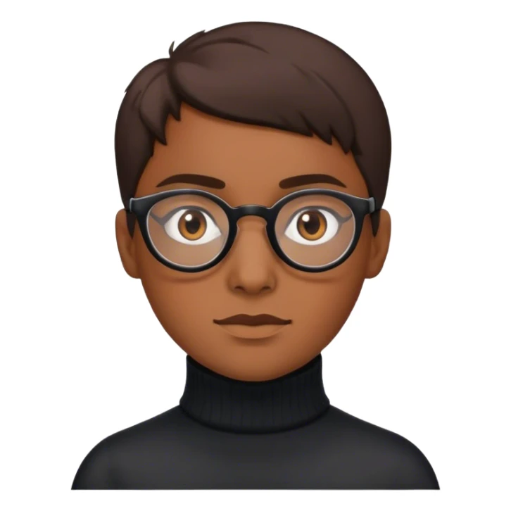 nerd emoji, brown eyes, glasses, and black turtleneck sticker