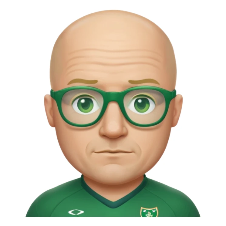 irish rugby player with no hair and green glasses sticker