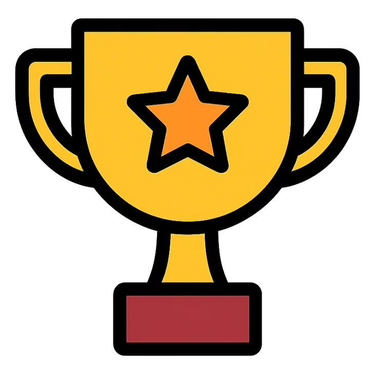 trophy color icon with a star on the cup sticker