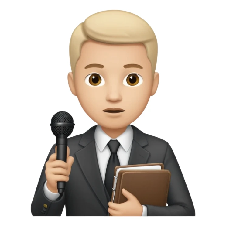 male corrupt reporter holding his microfone and notebook sticker