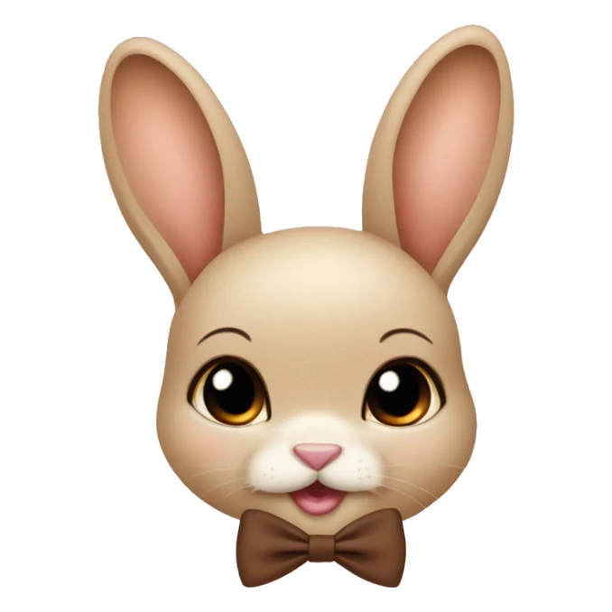Biege Baby bunny with coquette brown bow on face sticker