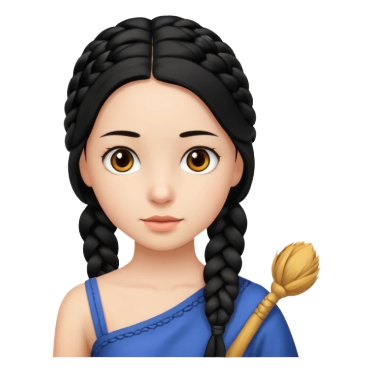Girl with black braid  on one shoulder  sticker