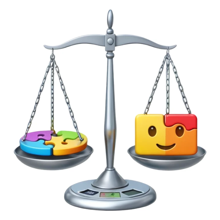 emoji, of a puzzle and a Balance for accounting. sticker