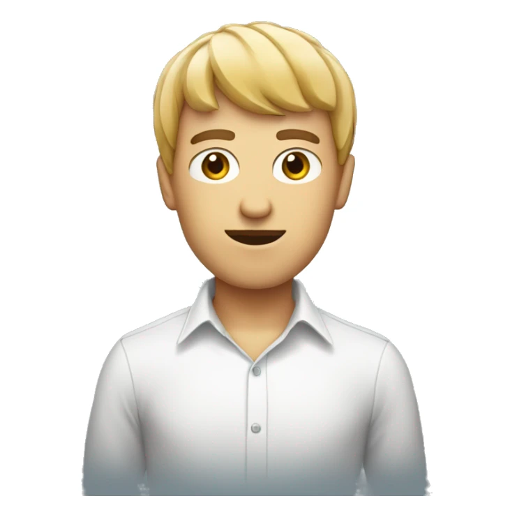 Guy with a bowl hair cut, smart shirt and a massive chain  sticker