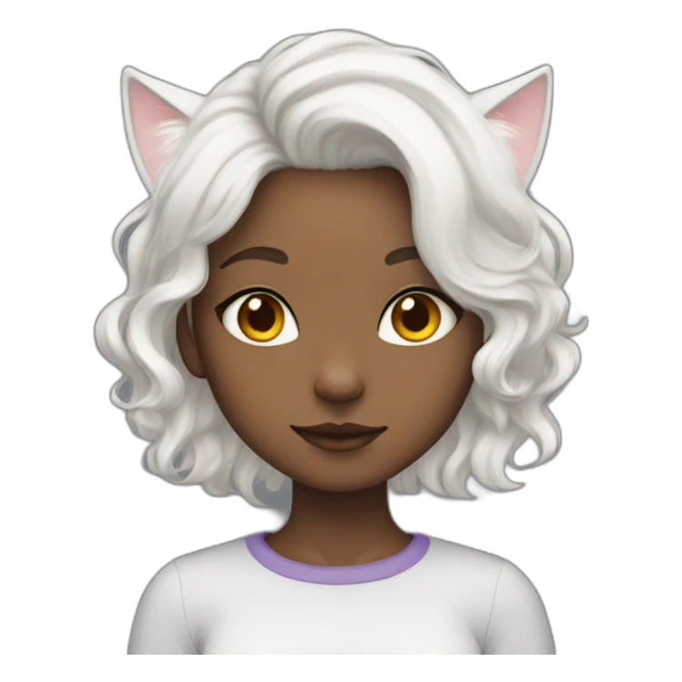 Girl with white hair, cat ears, and heterochromia sticker