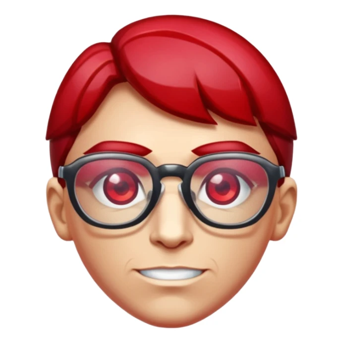 A single red crystal gemstone character wearing glasses,  irregular with faceted very sharp sides,, , high detail, sticker