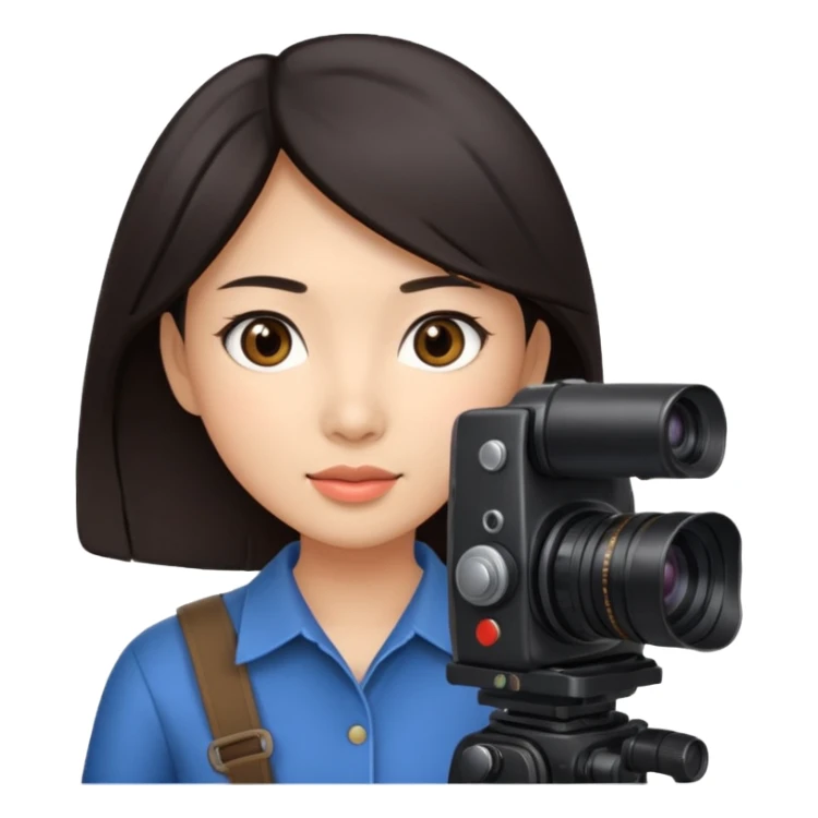 woman cameraman hold a camera, young asian skin sticker