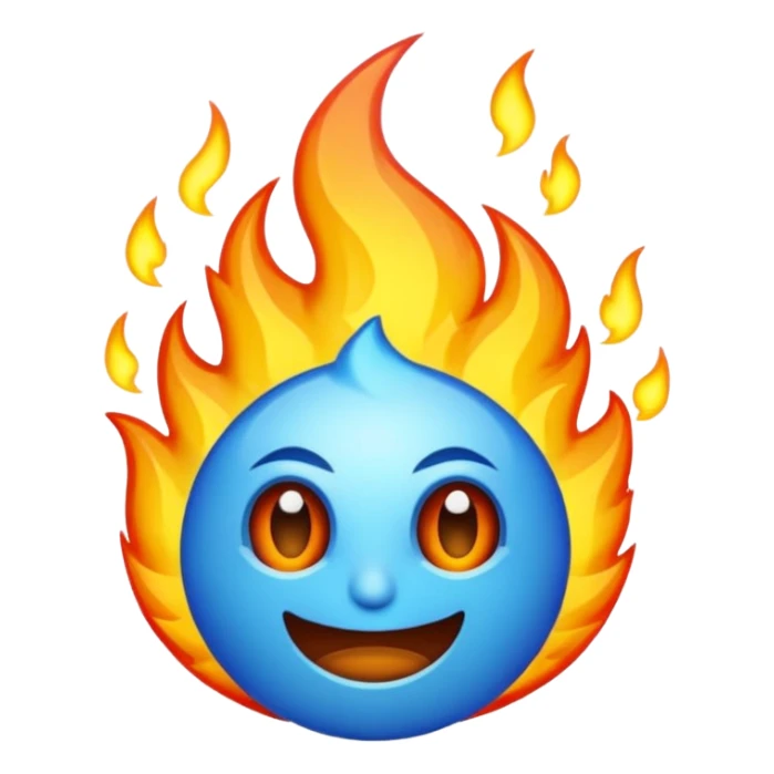 Rayos, centellas y fuego con expresiones de asombro azul sticker