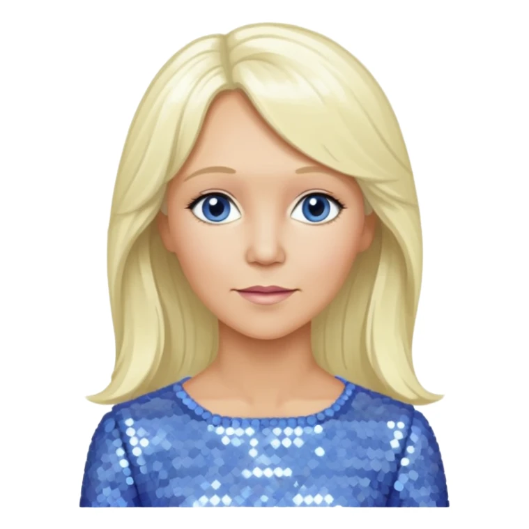  Agnetha Fältskog from ABBA with long platinum blonde hair, periwinkle sequin outfit  sticker