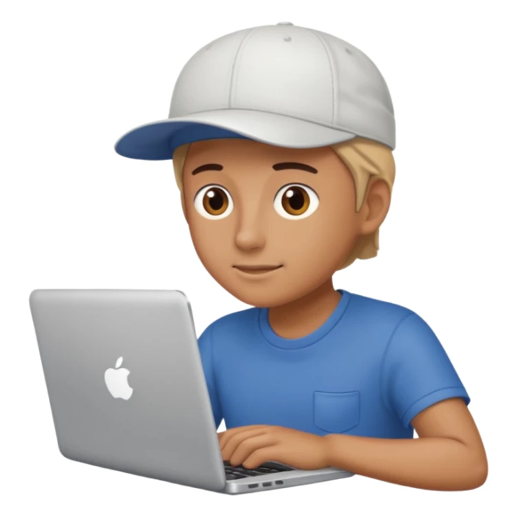 generate a person emoji with his laptop with cap too sticker