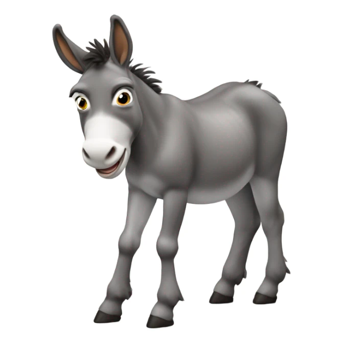 Full body miniature donkey with a happy face smiling with its head turned no white stripe sticker