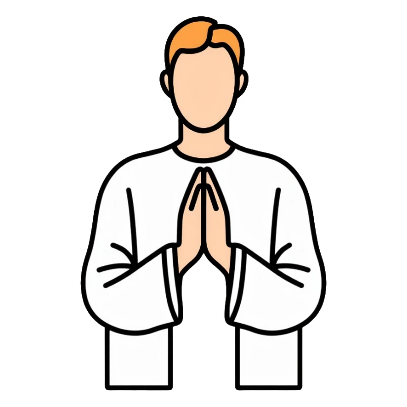 Person with hands folded, praying and talking to God, divine connection sticker