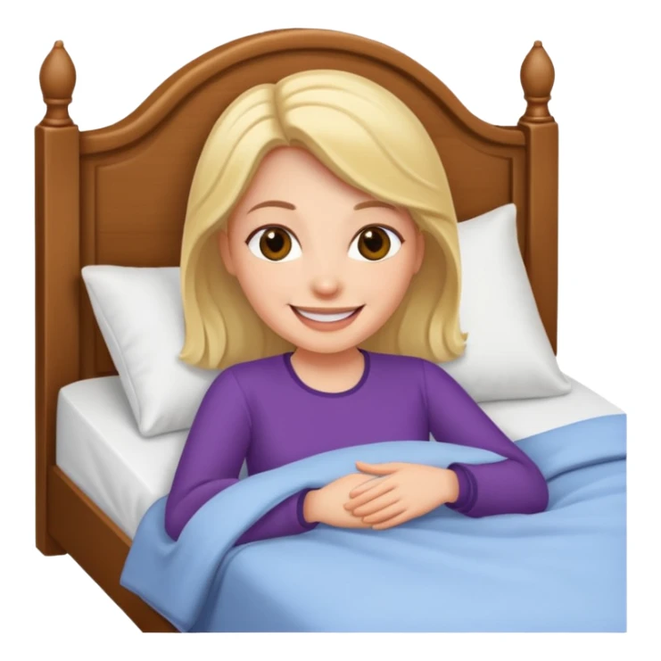 Creer emoji de une femme dans un lit heureuse  sticker