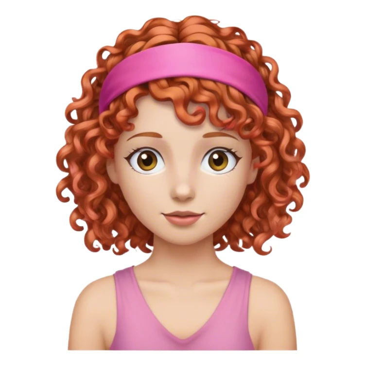 Copper Curly hair with pink headband  sticker