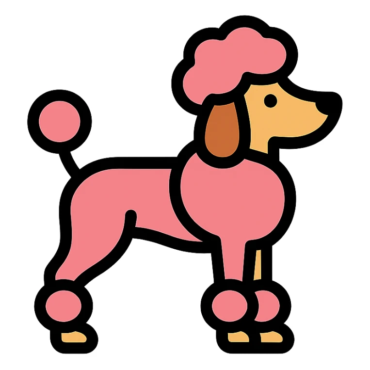 poodle dog icon, color outline sticker