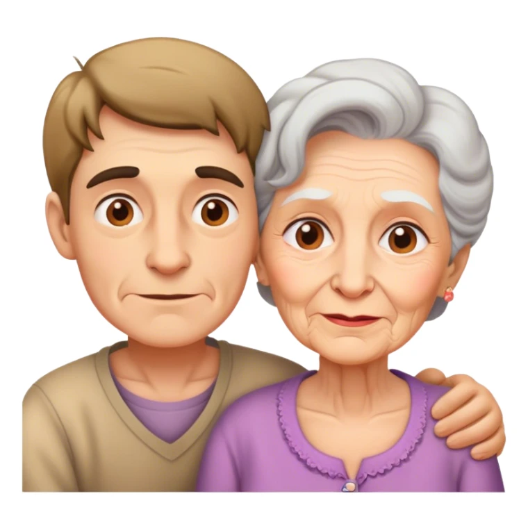 young man with really old lady in love sticker