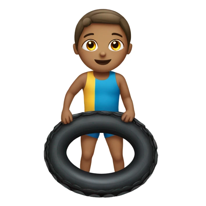 a children with swimming tire sticker