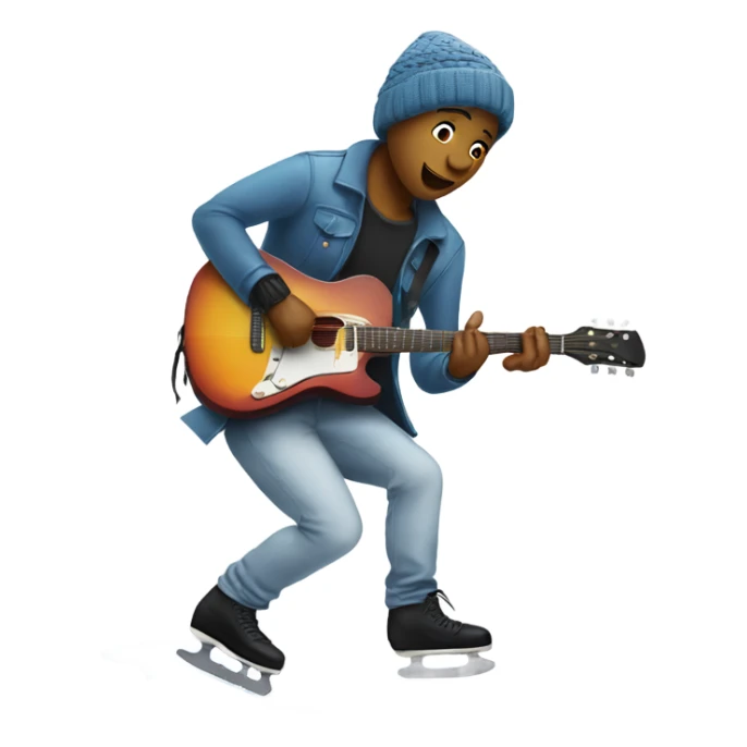 Guitarist playing guitar while skating on an ice rink sticker