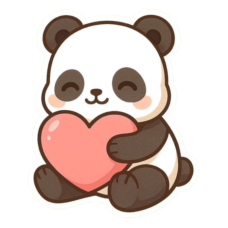 Chibi Panda Hugging Heart sticker