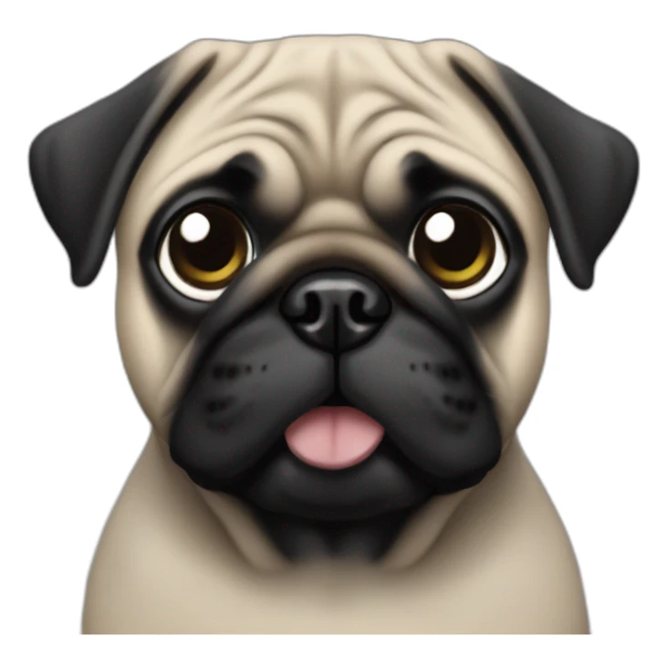 pug wearing a black t-shirt sticker