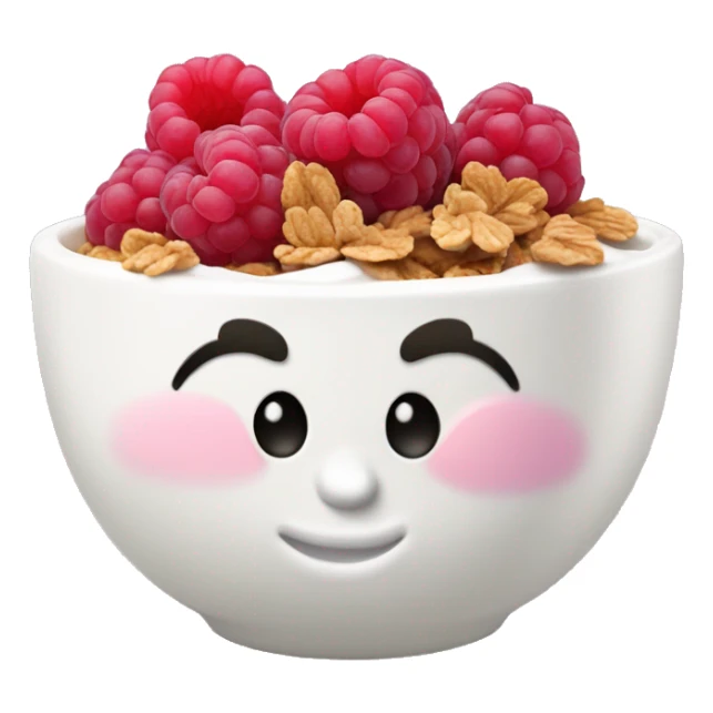 Cartoony Yogurt bowl with raspberries and granola sticker
