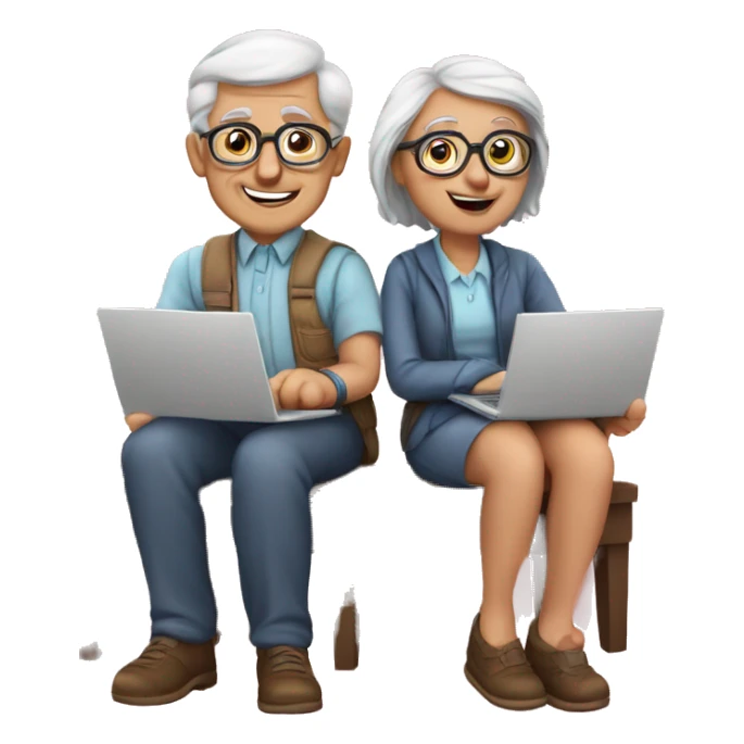 nerd Grandparents in Day St Valentines with laptops sticker
