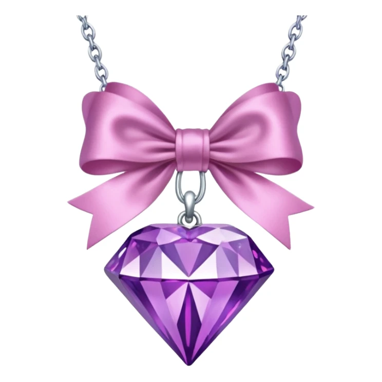 purple diamond necklace with a pink bow sticker
