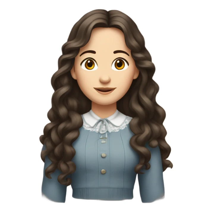 Carrie Ingalls pretty with long dark brown wavy hair realistic and detailed sticker