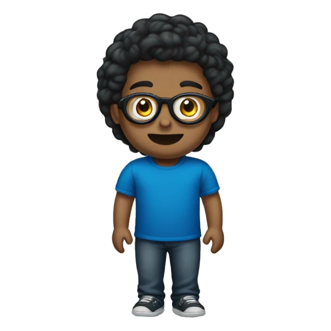 humano de óculos redondo preto, cabelo liso, olhos claros e com camiseta de cor azul marinho escrito TERCEIRO "C" sticker