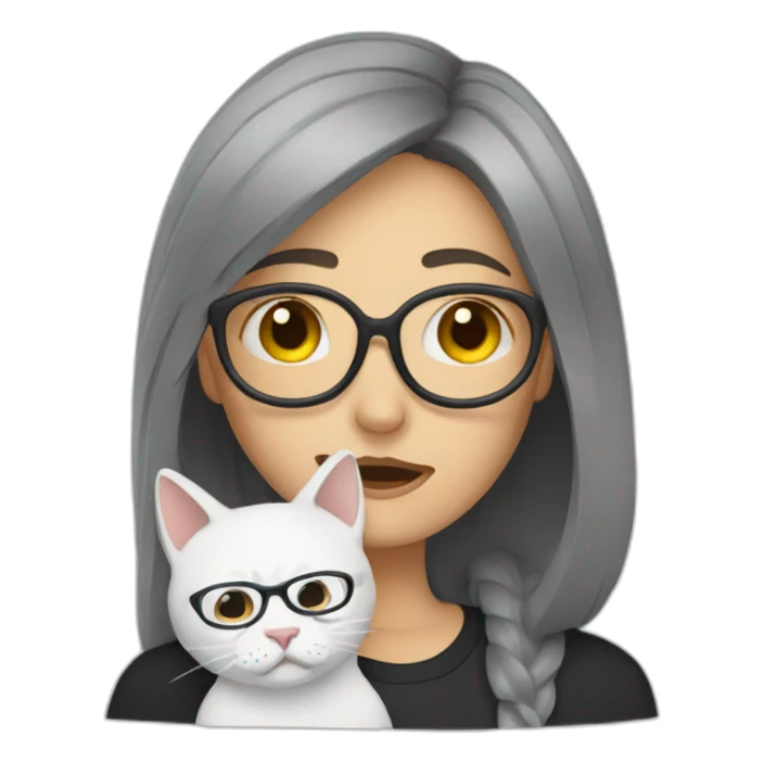 A white woman with glasses crying with her cat sticker