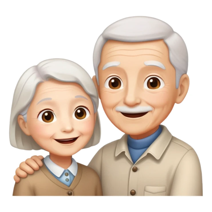 child greeting or helping an elderly person, cheerful and respectful sticker